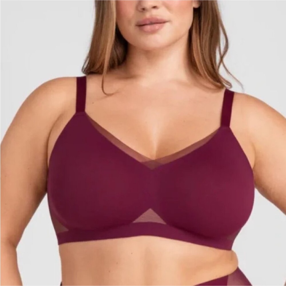 Honeylove XL Burgundy Fig Crossover V-Neck Wireless Bra